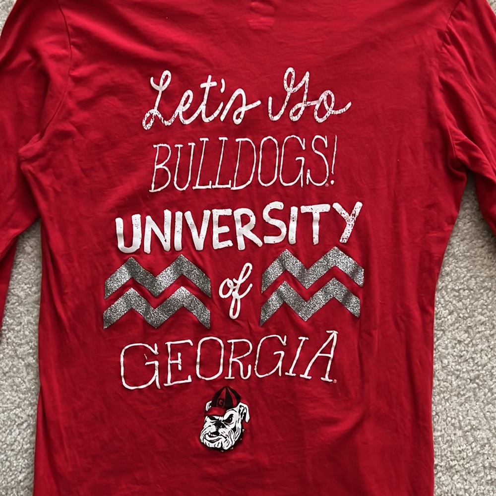 Red UGA long sleeve Bulldog shirt - Picture 4 of 5